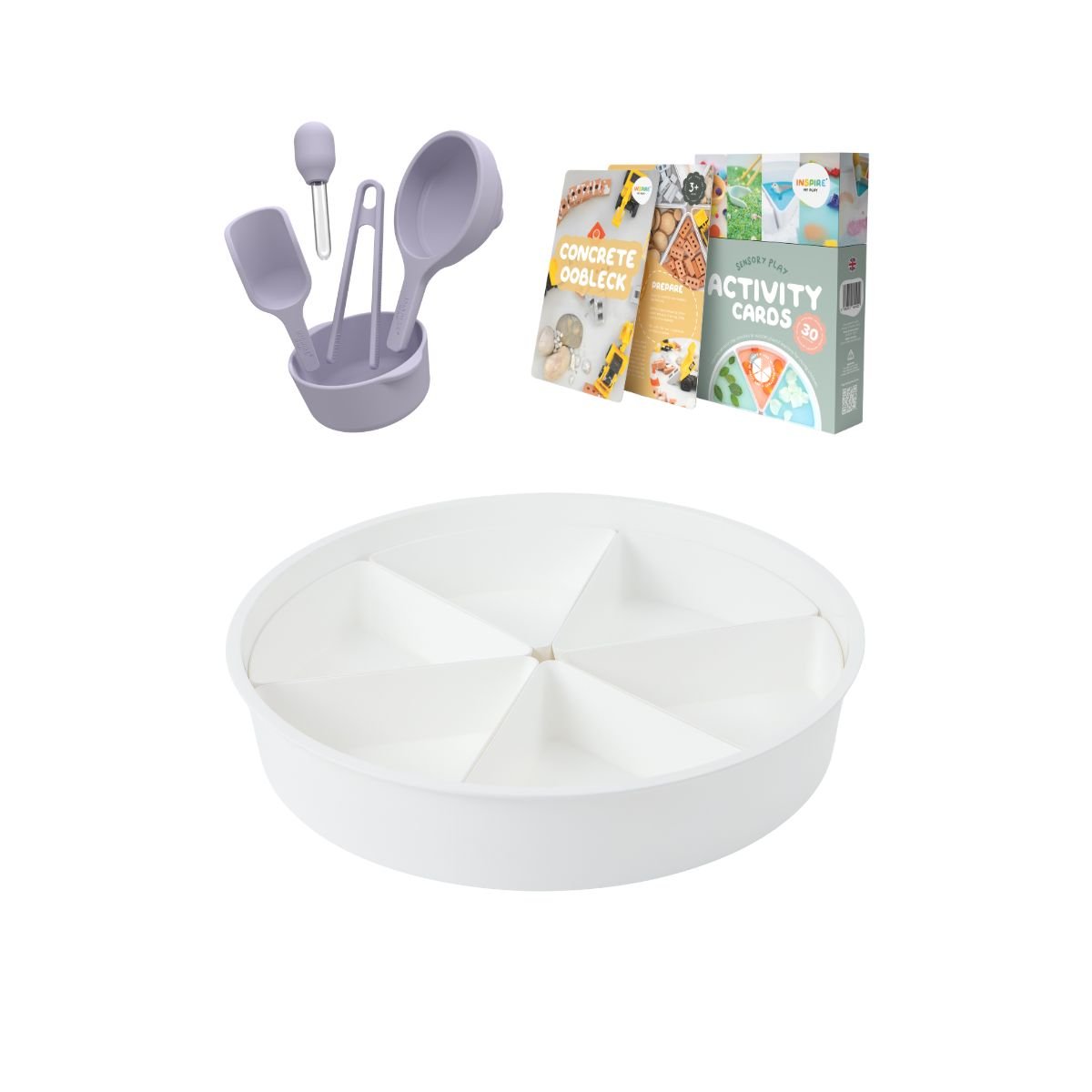 Inspire My Play sensory play starter bundle with PlayTRAY, Starter Tool Kit and Activity Cards