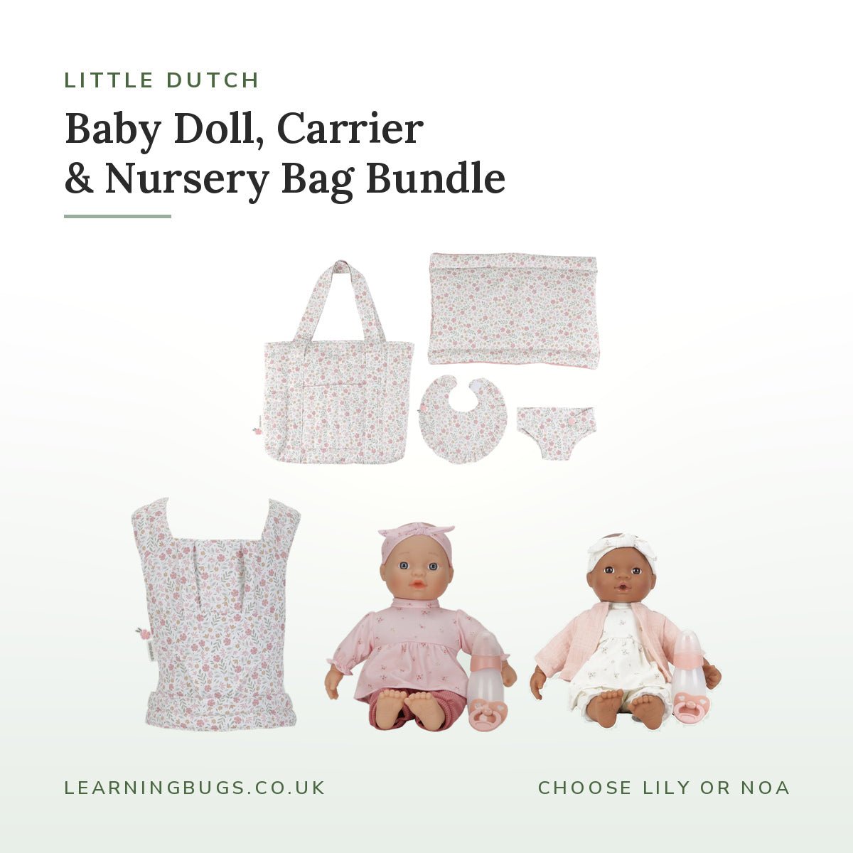 Little Dutch Baby Doll Bundle | Doll, Carrier & Nursery Bag – Play Bundles for children, available at Learning Bugs UK