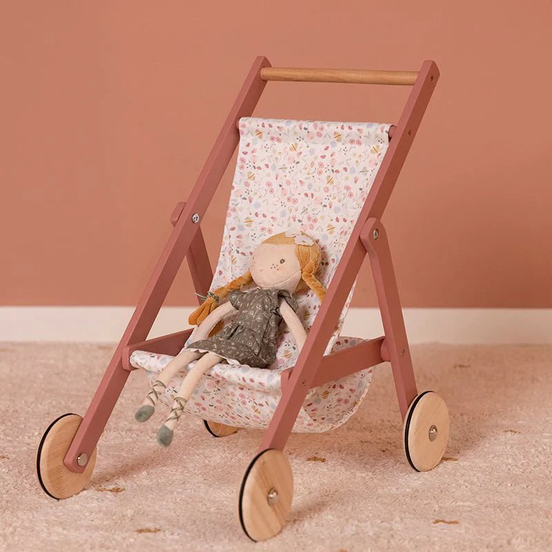 Buy Little Dutch Wooden Doll Stroller - Flowers & Butterflies | for kids by Learning Bugs UK