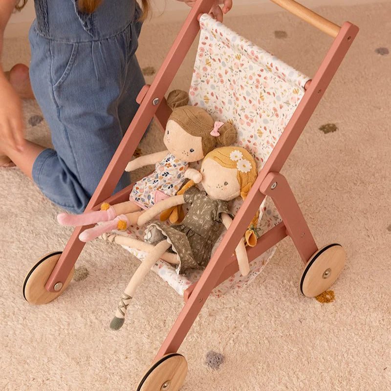 Buy Little Dutch Wooden Doll Stroller - Flowers & Butterflies | for kids by Learning Bugs UK