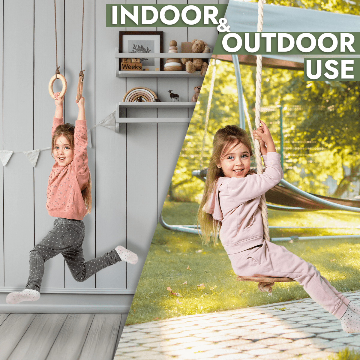 Goodevas 3 in 1 Wooden Swing Set – Swing Set for children, available at Learning Bugs UK