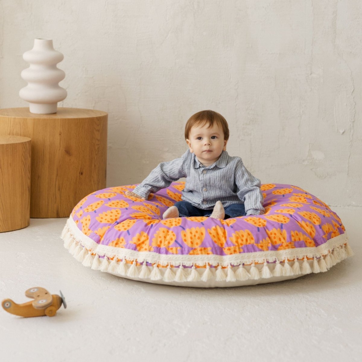 MINICAMP Large Kids Floor Cushion in Vibrant Tulip Pattern – Floor Pillows for children, available at Learning Bugs UK