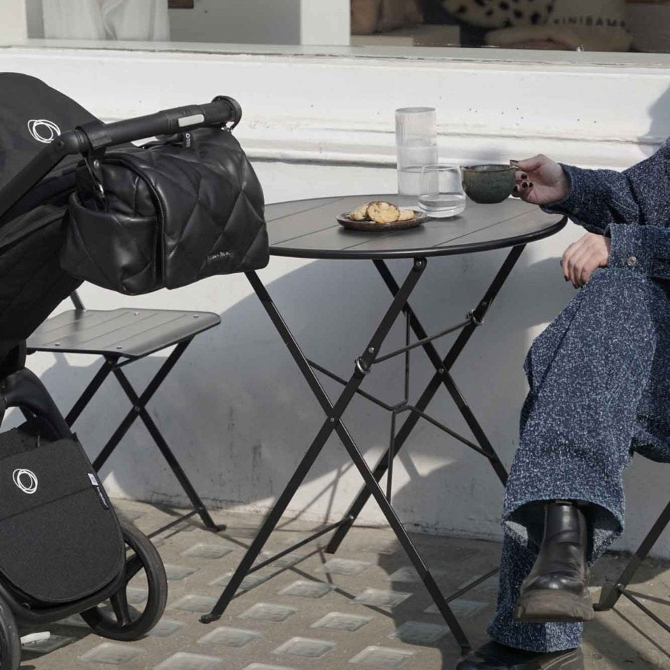 Nova Eco Compact Changing Bag Black Quilted Faux Leather – Compact Changing Bag for children, available at Learning Bugs UK