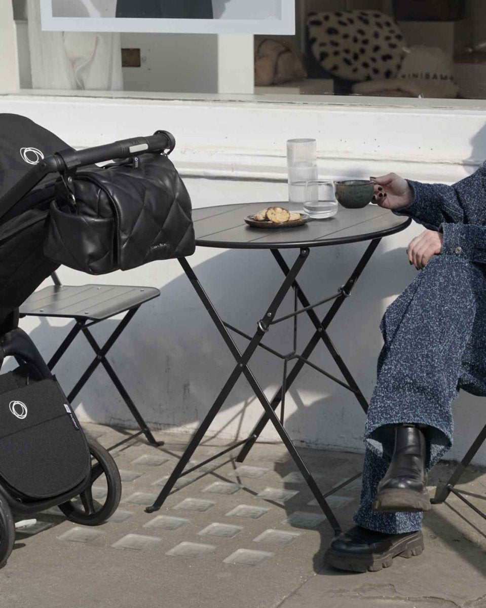 Nova Eco Compact Changing Bag Black Quilted Faux Leather – Compact Changing Bag for children, available at Learning Bugs UK