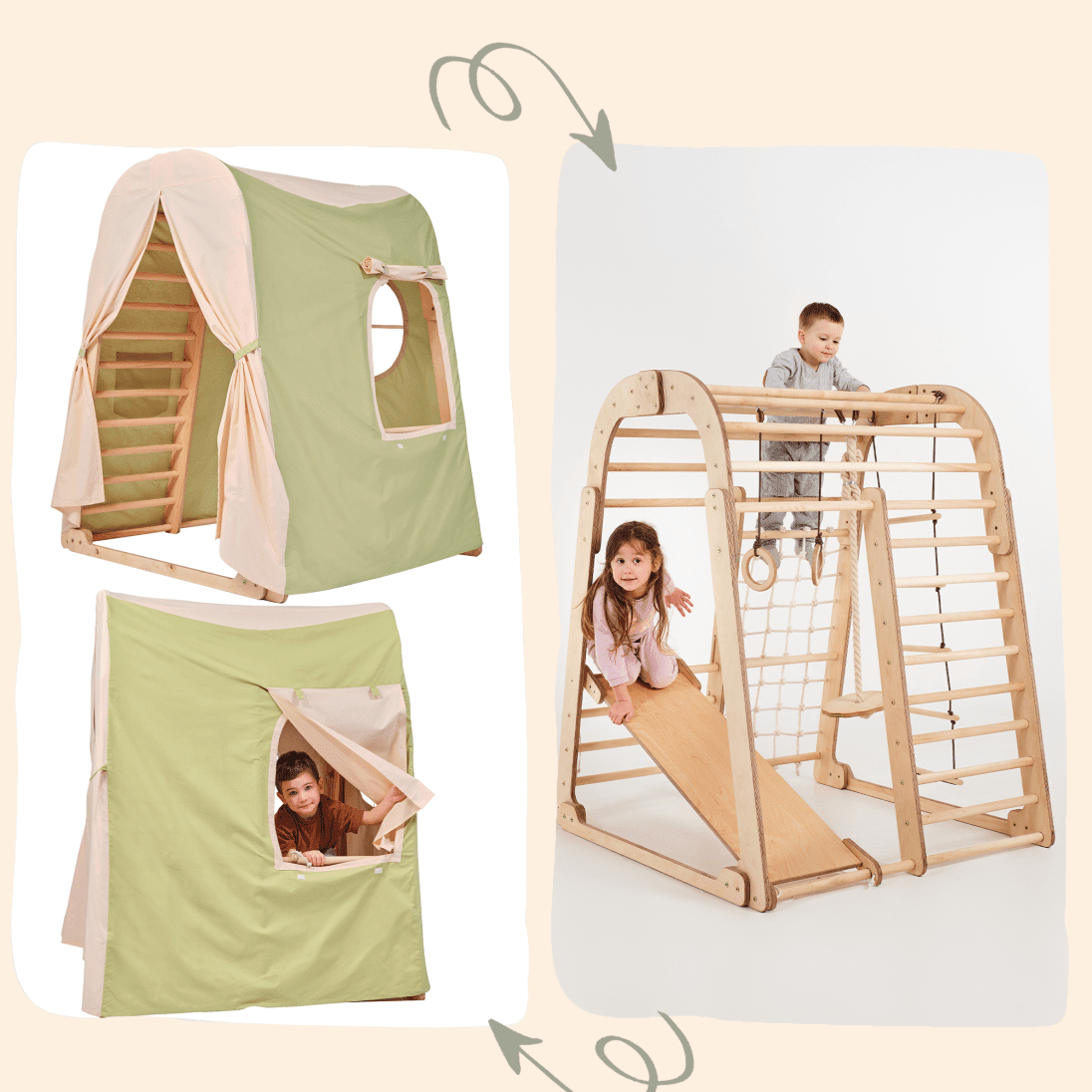 Goodevas Play Tent Cover for Indoor Climbing Frame – Climbing Frame Accessories for children, available at Learning Bugs UK