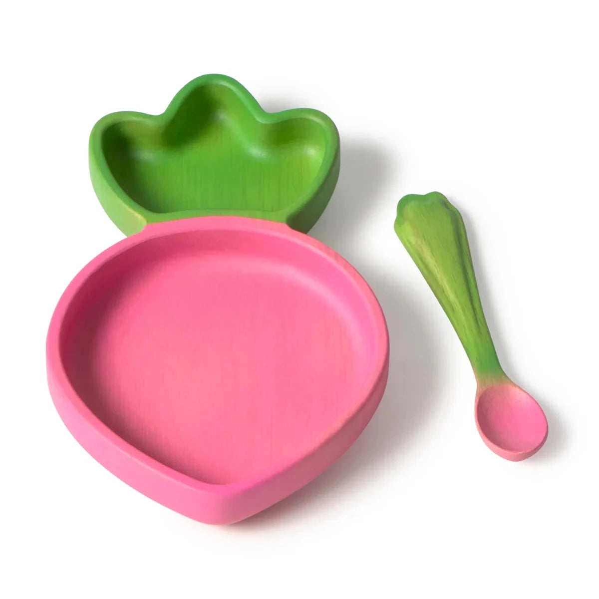 Oli&Carol Ramona the Radish Plate and Spoon Set – Tableware & Cutlery for children, available at Learning Bugs UK
