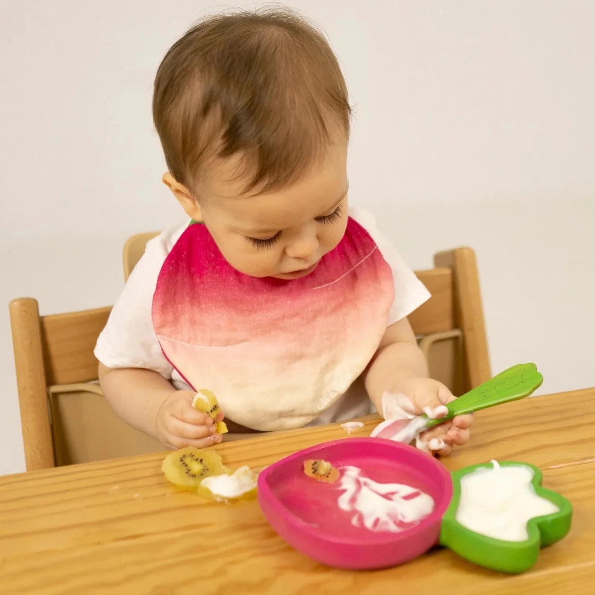 Oli&Carol Ramona the Radish Plate and Spoon Set – Tableware & Cutlery for children, available at Learning Bugs UK