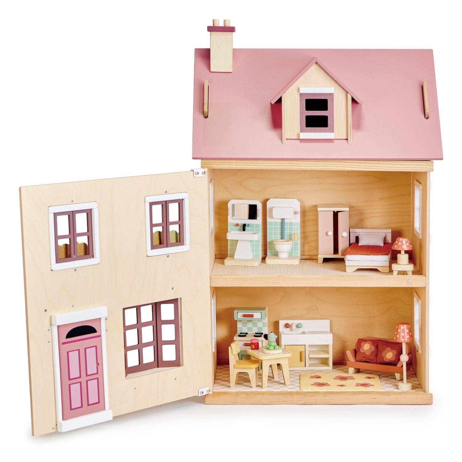 Buy Tender Leaf Foxtail Villa Doll’s House (Pink) | Wooden dolls house for kids by Learning Bugs UK