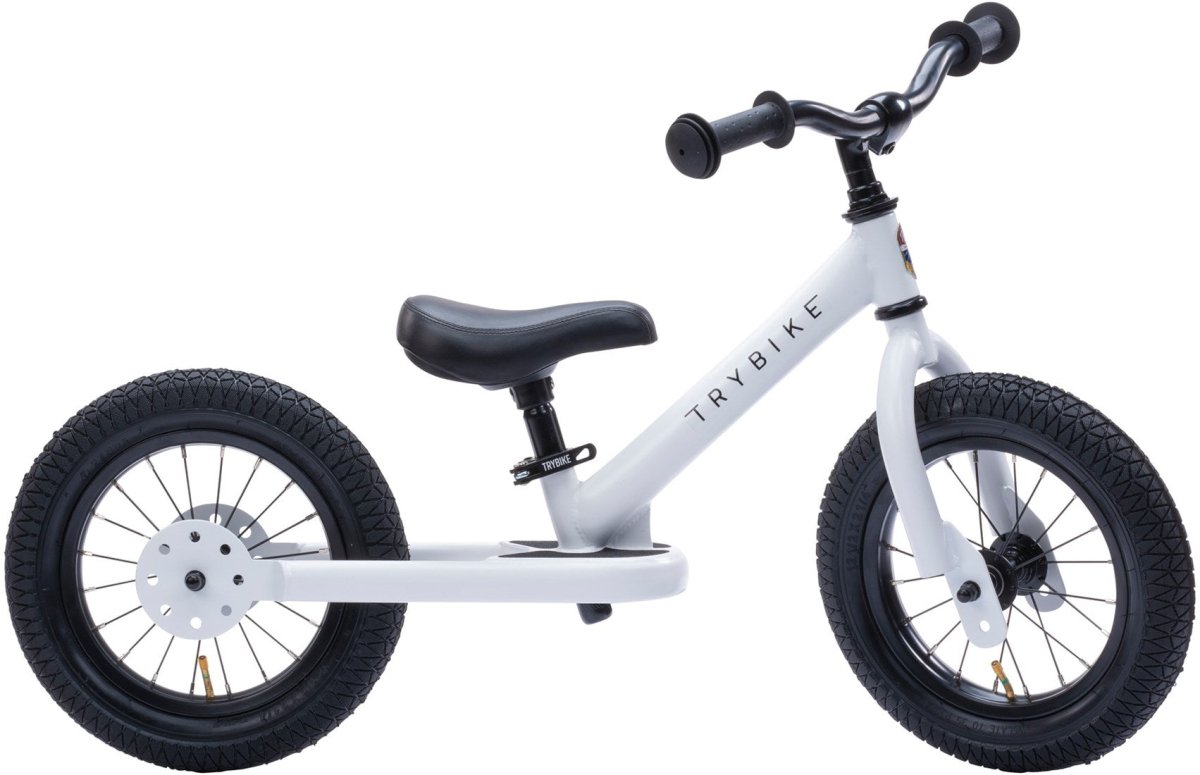Trybike Steel White Balance Bike – for children, available at Learning Bugs UK