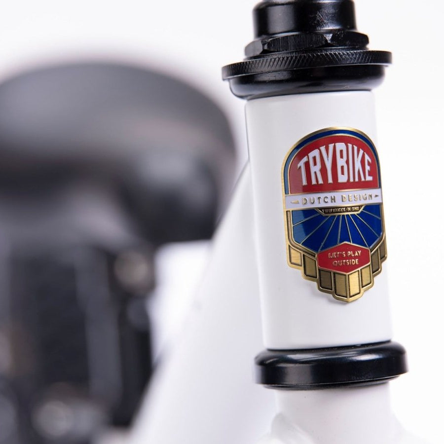 Trybike Steel White Balance Bike – for children, available at Learning Bugs UK