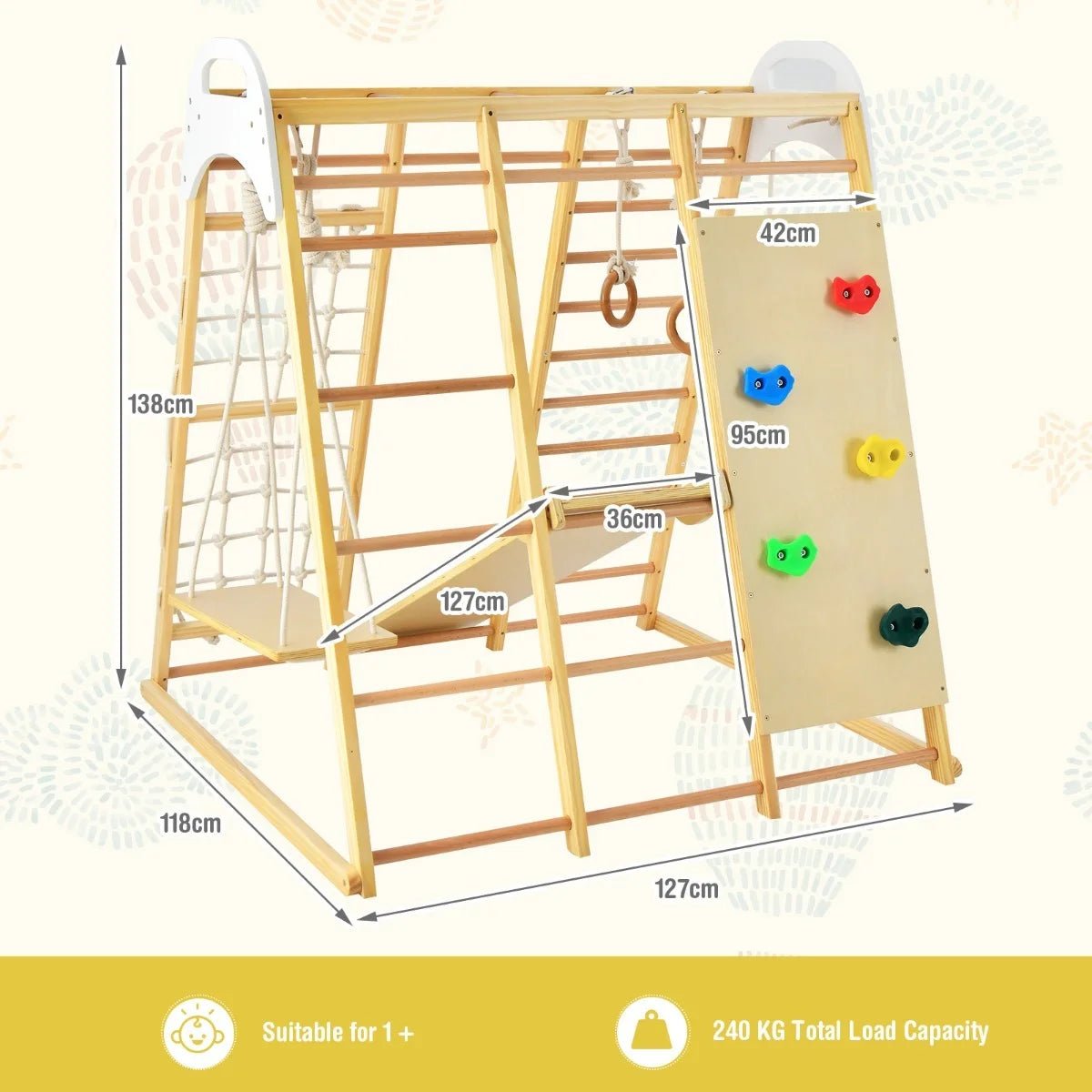 8-in-1 Wooden Jungle Gym – for children, available at Learning Bugs UK