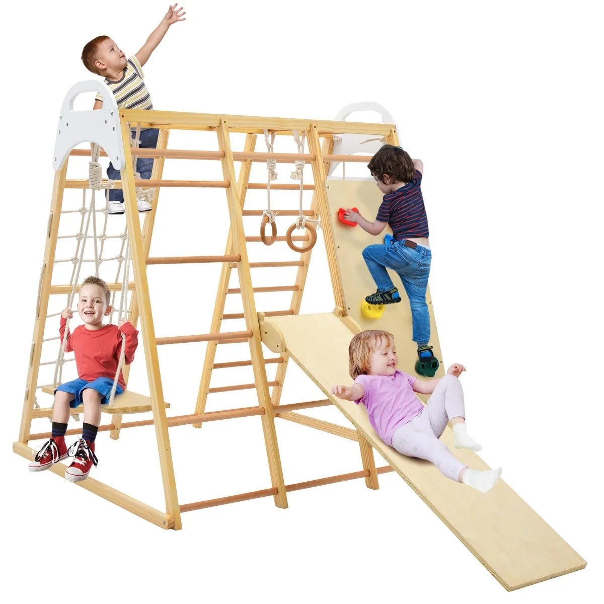 8-in-1 Wooden Jungle Gym – for children, available at Learning Bugs UK
