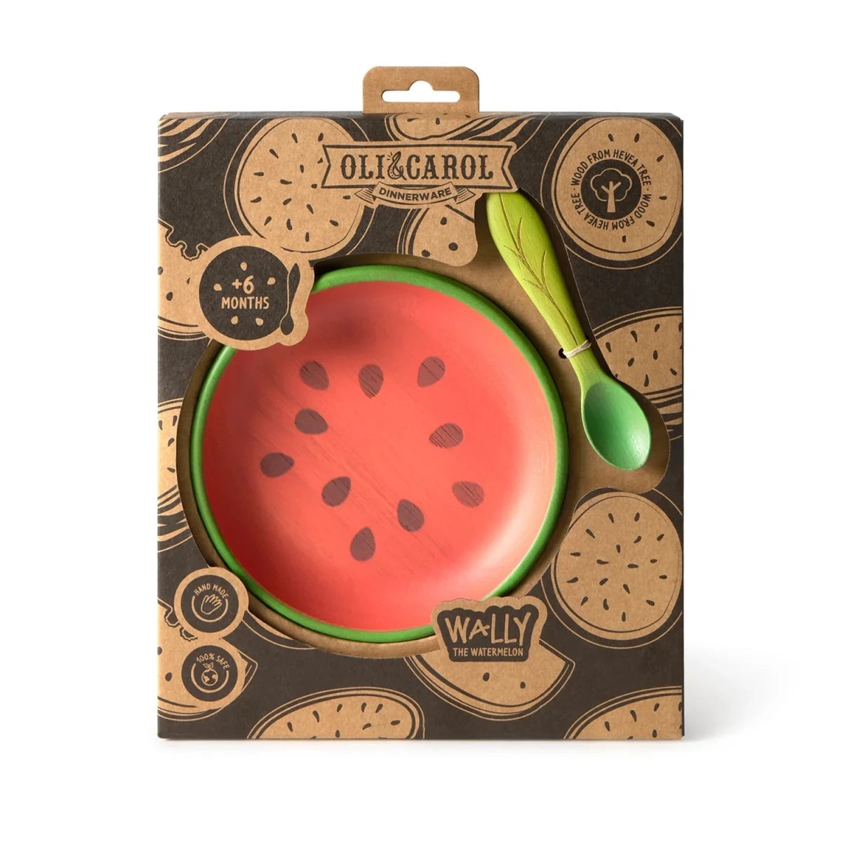 Oli&Carol Wally the Watermelon Plate and Spoon Set – Tableware & Cutlery for children, available at Learning Bugs UK