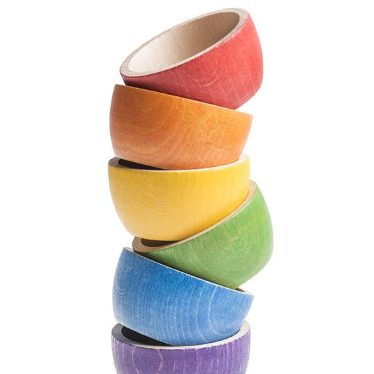 Grapat Colourful Wooden Bowls - Set of 6 by Grapat - Learning Bugs UK