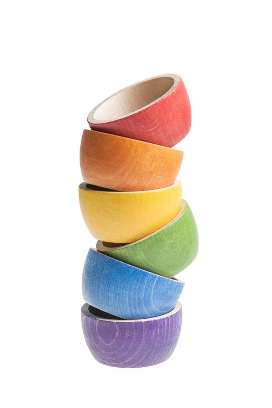 Grapat Colourful Wooden Bowls - Set of 6 by Grapat - Learning Bugs UK