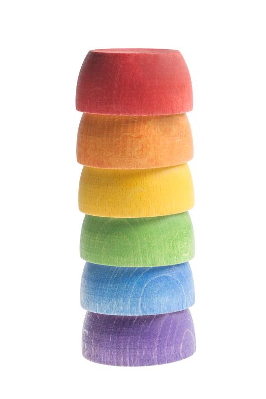 Grapat 12 Colourful Wooden Bowls by Grapat - Learning Bugs UK