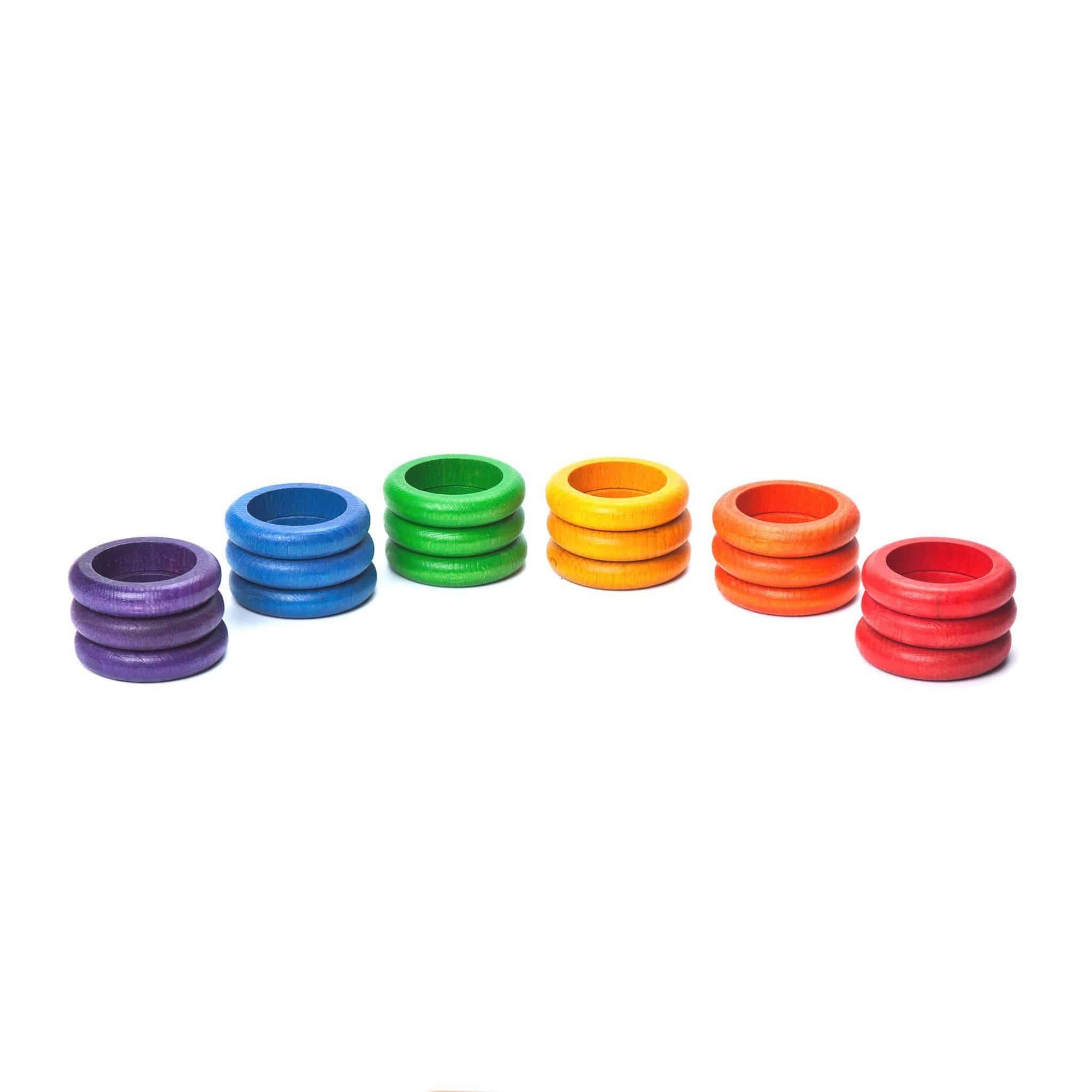 Grapat Mandala Rings - 18 Wooden Rings in 6 Colours by Grapat - Learning Bugs UK