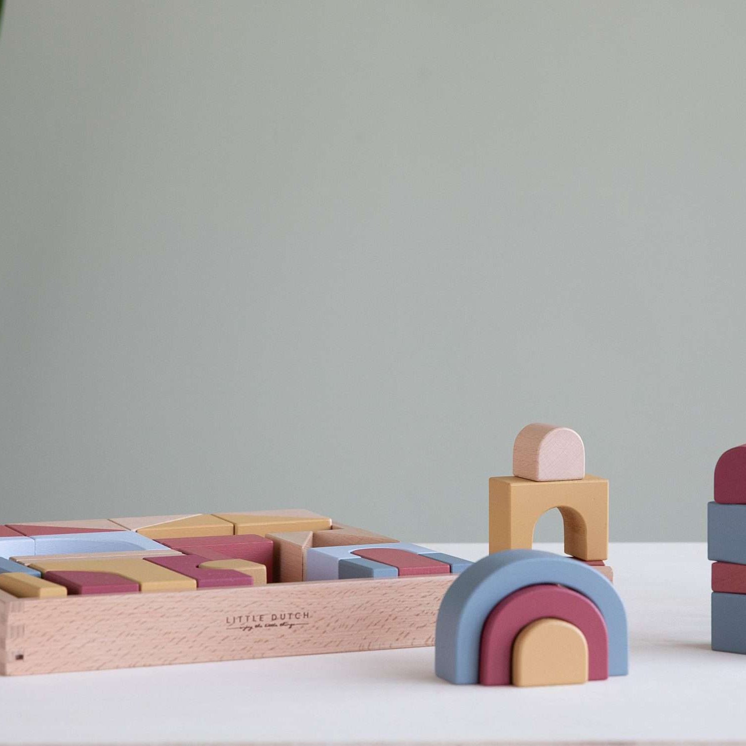 Little Dutch Wooden Building Blocks - Pure & Natural - Set of 47 by Little Dutch - Learning Bugs UK