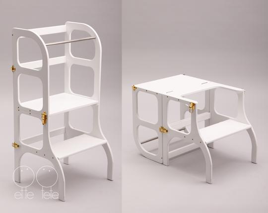 Help Tower - Table Step 'n' Sit White with Silver Catches by Ette Tete - Learning Bugs UK