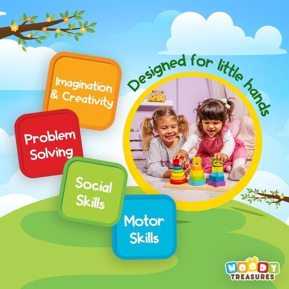Buy Woody Treasures Animal Shape Stacking Toy | for kids by Learning Bugs UK