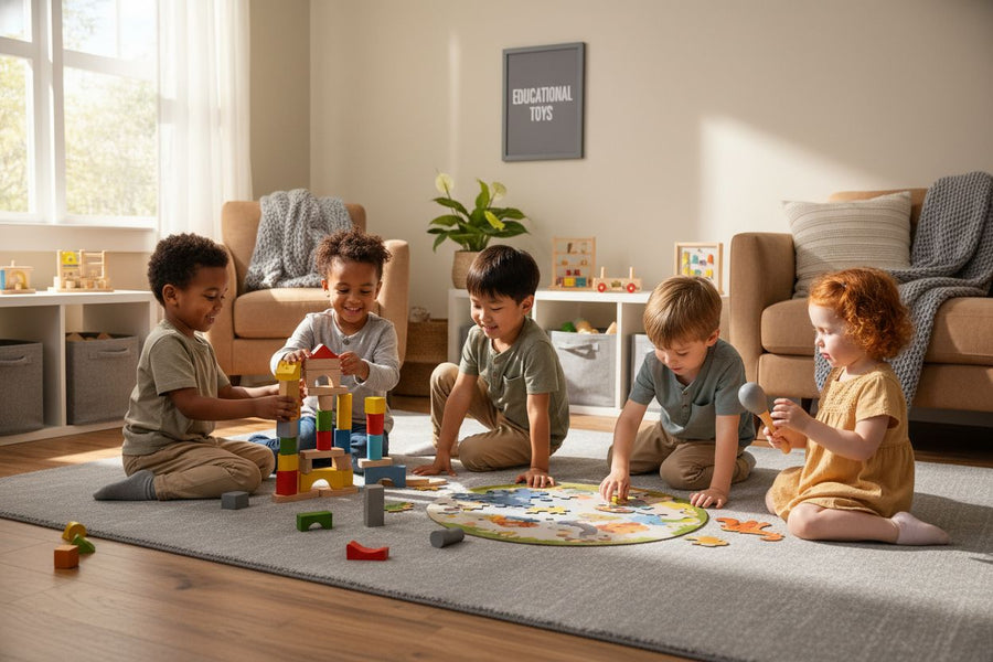 children playing educational toys