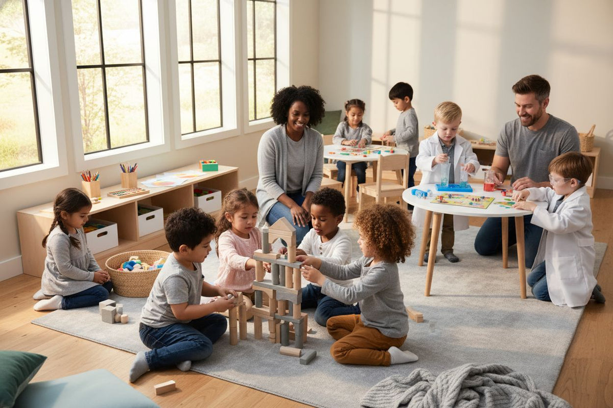 educational toys, children playing, learning environment
