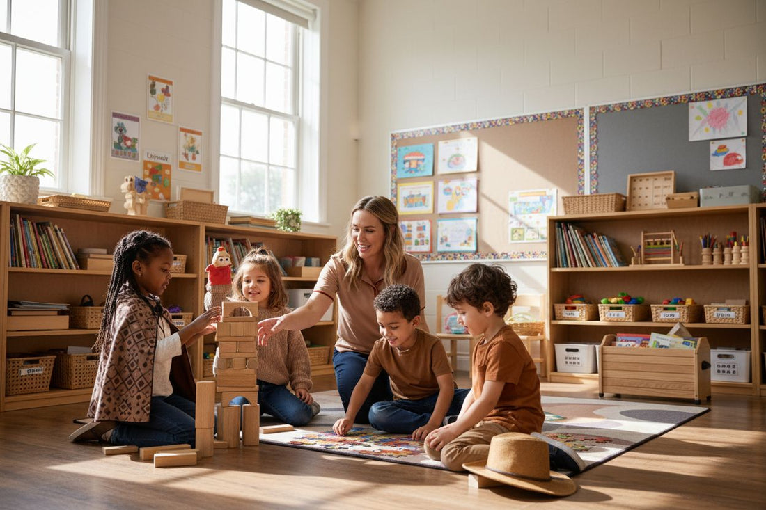 children playing educational toys