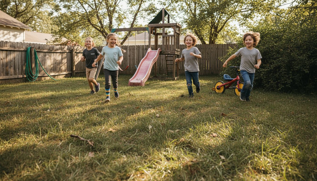 Children running and playing joyfully outside