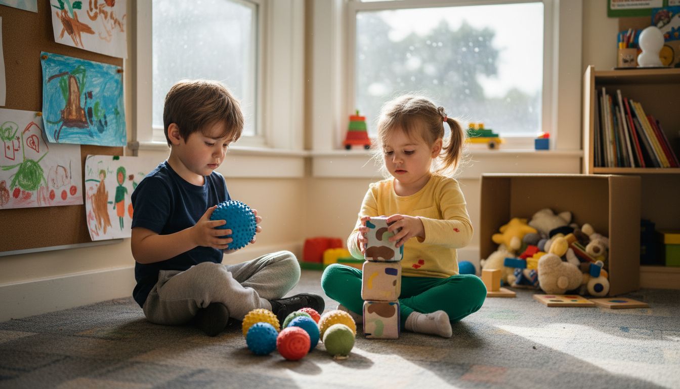 Children engaged with tactile toys in classroom