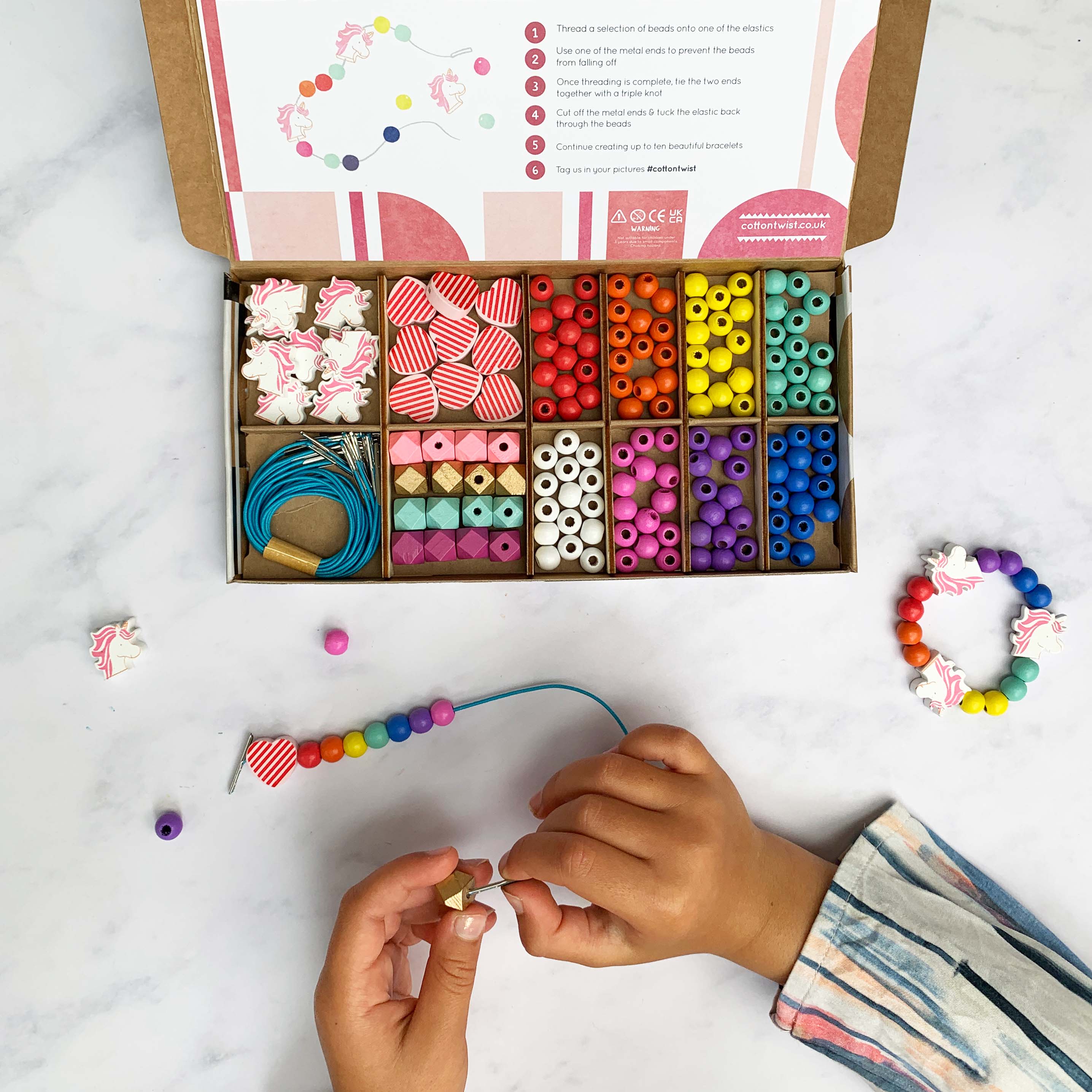 Buy Unicorn & Heart Bracelet Making Kit | Art and Craft Box for kids by Learning Bugs UK