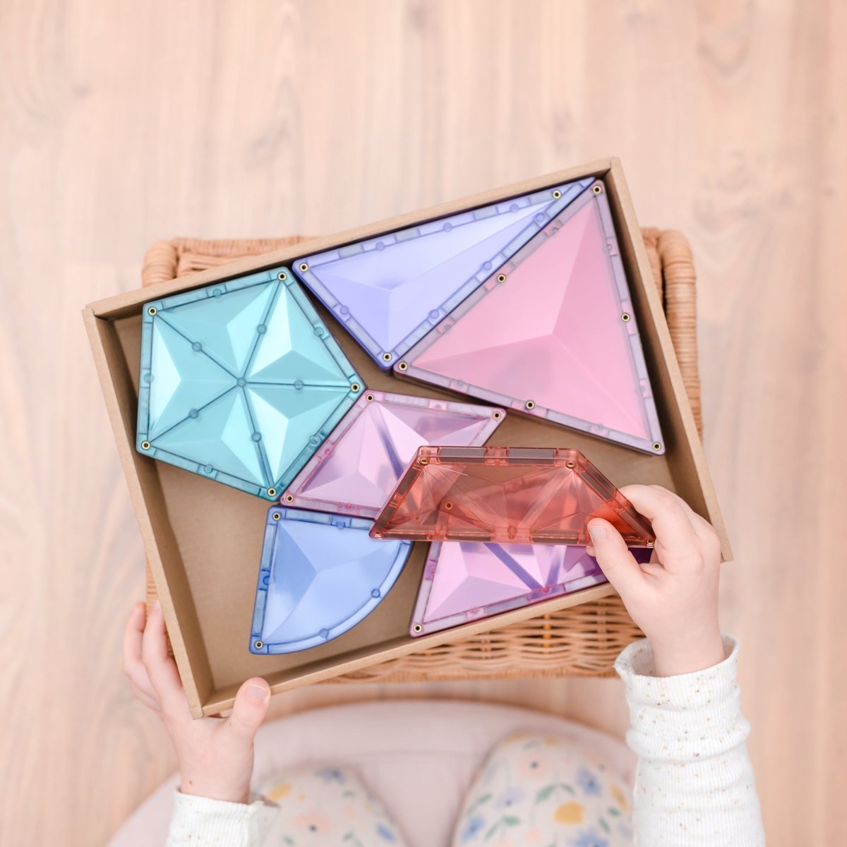 Connetix Magnetic Tiles 48 Piece Pastel Shape Expansion Pack, view 4