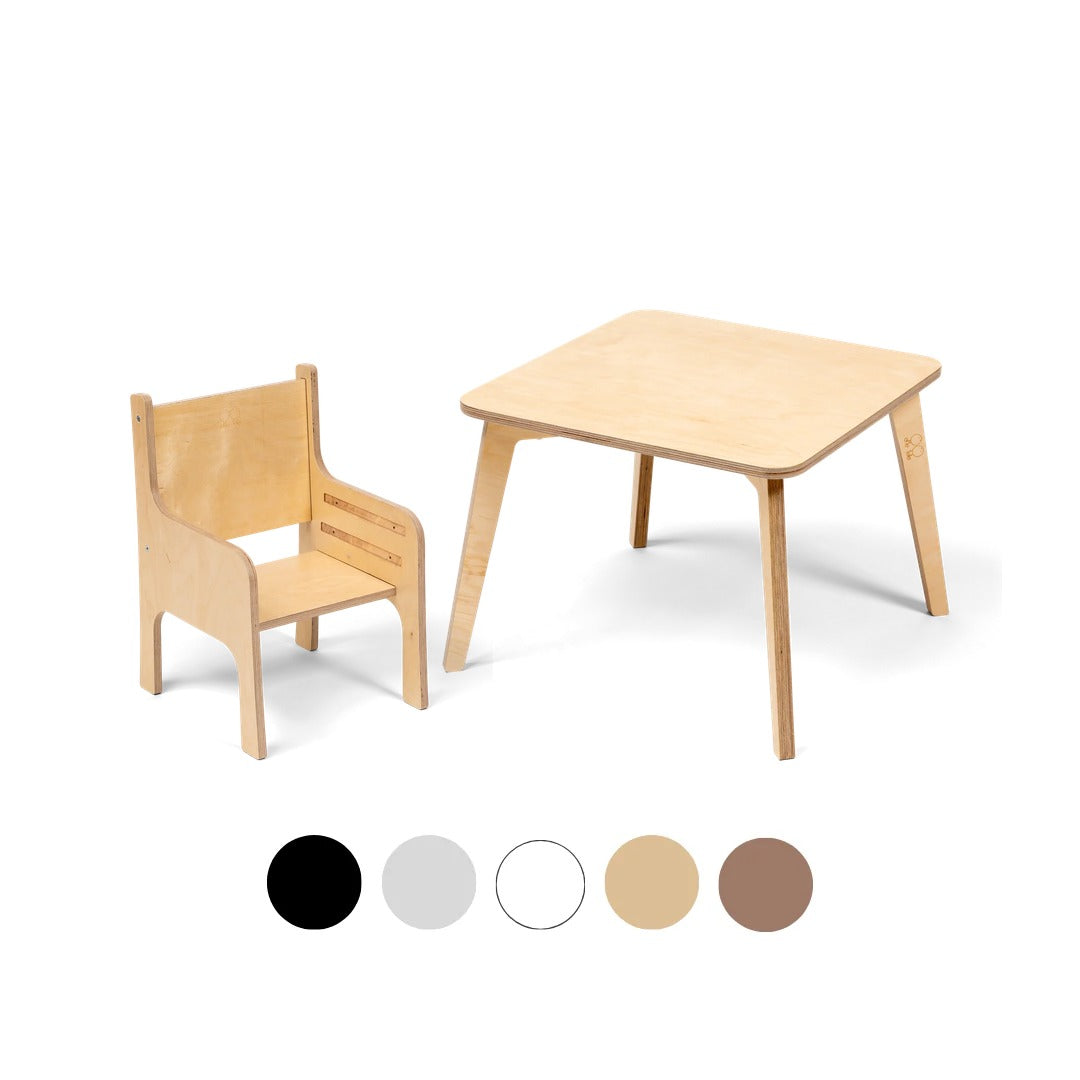 Ette Tete TULLA table and 1 chair set in Wooden