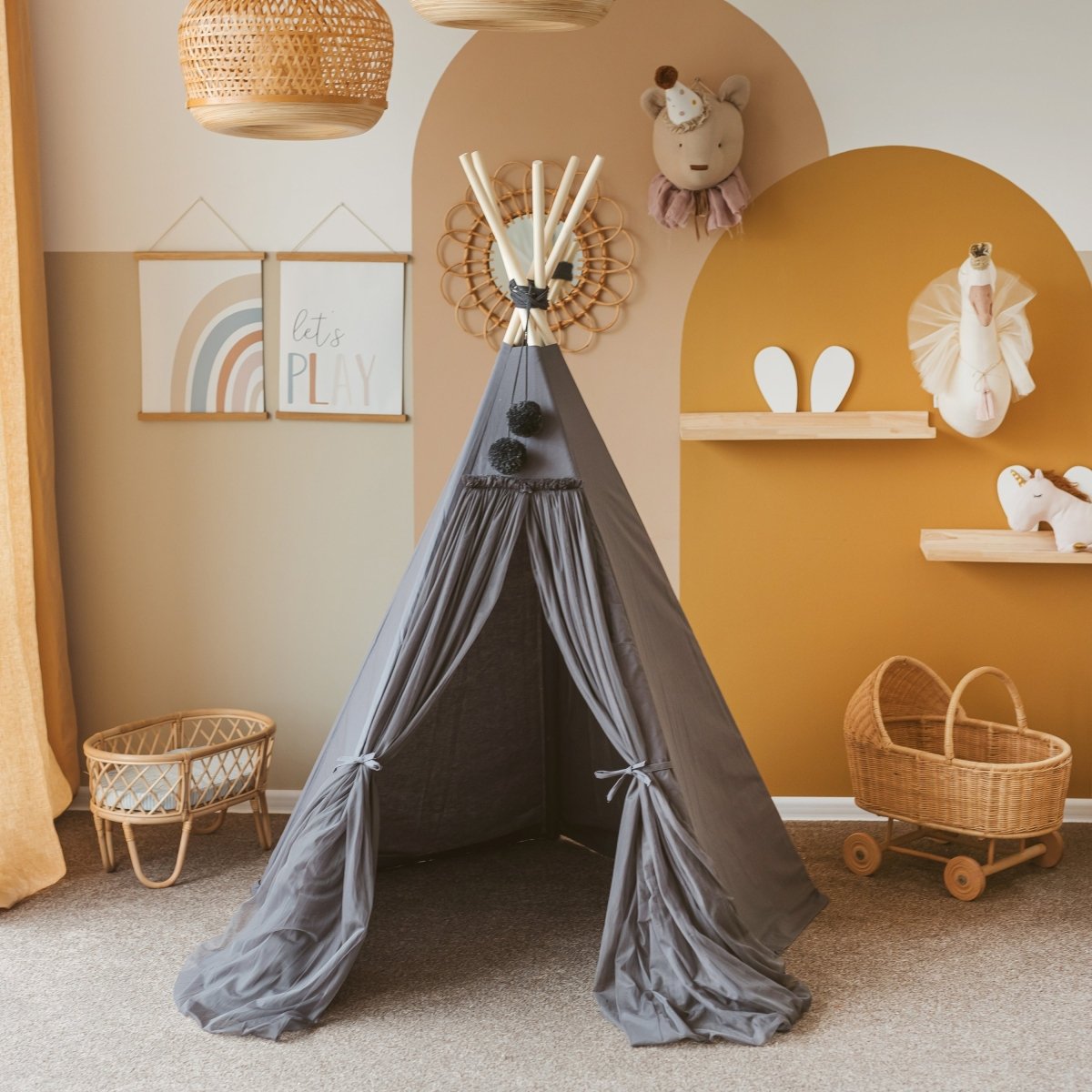 MINICAMP Fairy Kids Play Tent in Grey – Teepees for children, available at Learning Bugs UK