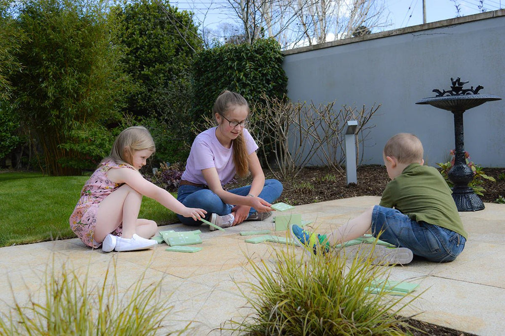 Large Wooden Dominoes - Mint-Coloured Garden Set by Traditional Garden Games - Learning Bugs UK