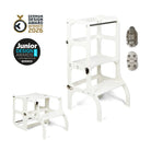 Ette Tete White 2 in 1 Learning Tower with Silver Catches – for children, available at Learning Bugs UK