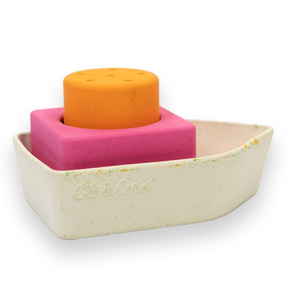 Oli & Carol Upcycled Boat Bath Toy Orange – Bath Toys for children, available at Learning Bugs UK