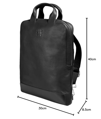 Classic Black Leather Laptop Backpack,