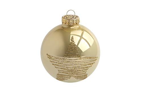 Set of 12 Gold & Ivory Glass Christmas Baubles