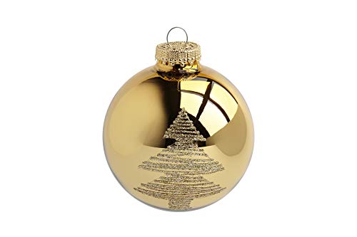 Set of 12 Gold & Ivory Glass Christmas Baubles