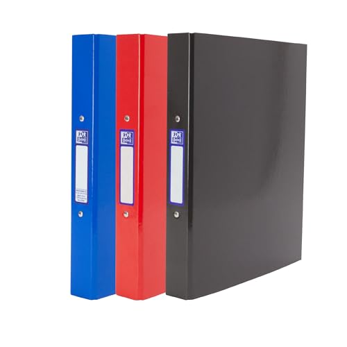 Pack of 3 A4 Ring Binders – Navy, Red, Black, 40mm