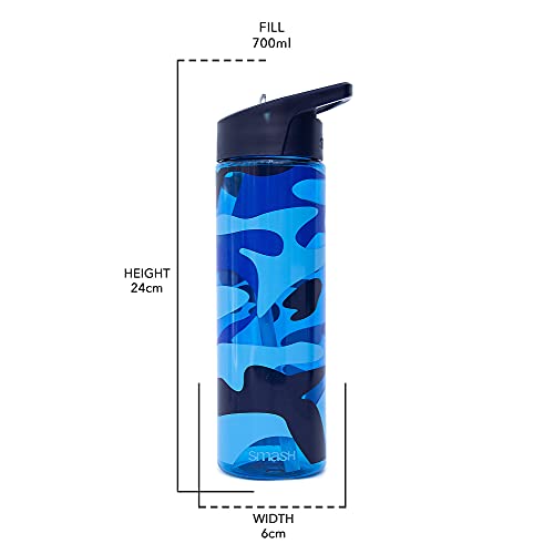 700ml Blue Camo Water Bottle with Straw