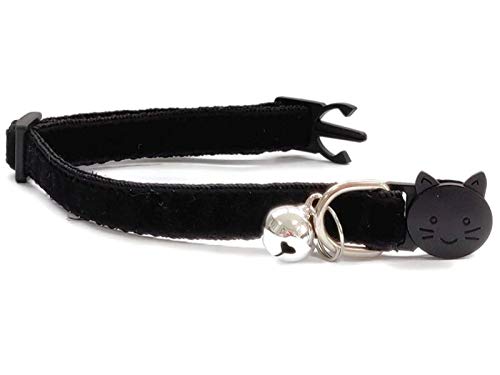 Velvet Cat Collars with Bell | Quick Safety Release Breakaway Buckle | Handmade in the UK | Available in Cat & Kitten Size