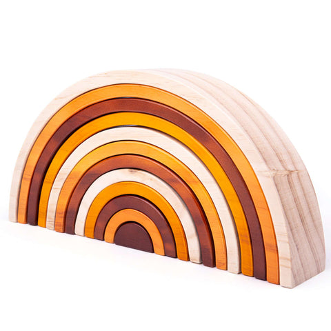 Bigjigs Toys Large Natural Wooden Stacking Rainbow