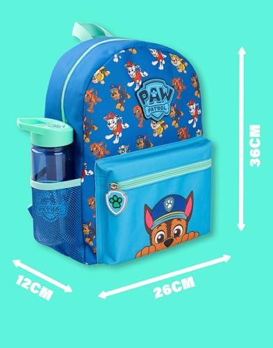 Boys 4-Piece Backpack Set: Blue & Green Chase Dog Crew Bundle