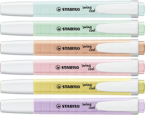 Highlighter - STABILO swing cool Pastel - Pack of 6 - Assorted Colours