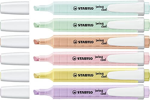 Highlighter - STABILO swing cool Pastel - Pack of 6 - Assorted Colours