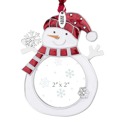 Snowman Christmas Photo Frame Ornament Set