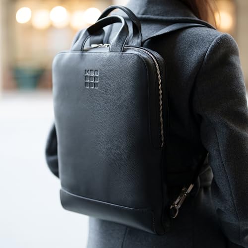 Classic Black Leather Laptop Backpack,