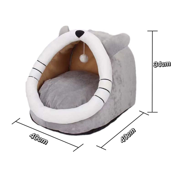 Cat Beds for Indoor Cats, Cat House with Hanging teaser toy, 2 in 1 Cat cave for playing and sleeping, Pet Bed suitable for Cats and Small Dogs