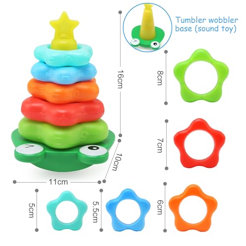 Montessori Stacking Toys for Toddlers - Rings & Blocks Rattle